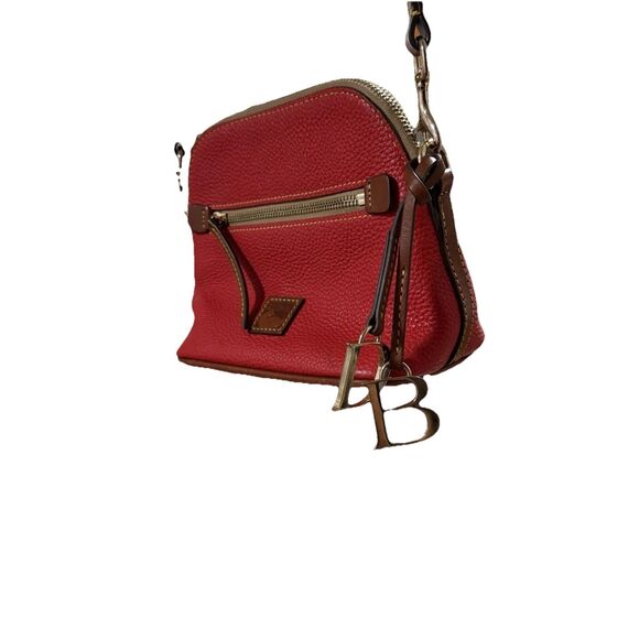 Dooney & Bourke Pebble Grain Leather Domed Crossbody Bag Purse Geranium Red - Picture 1 of 6